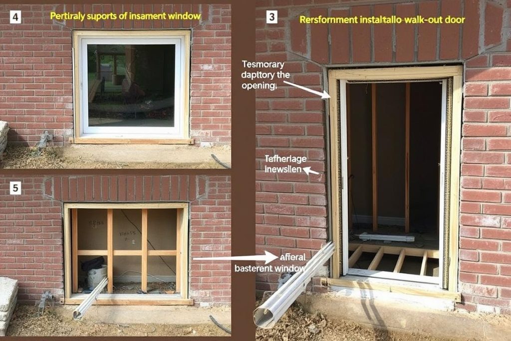 Partial underpinning for window-to-door conversion